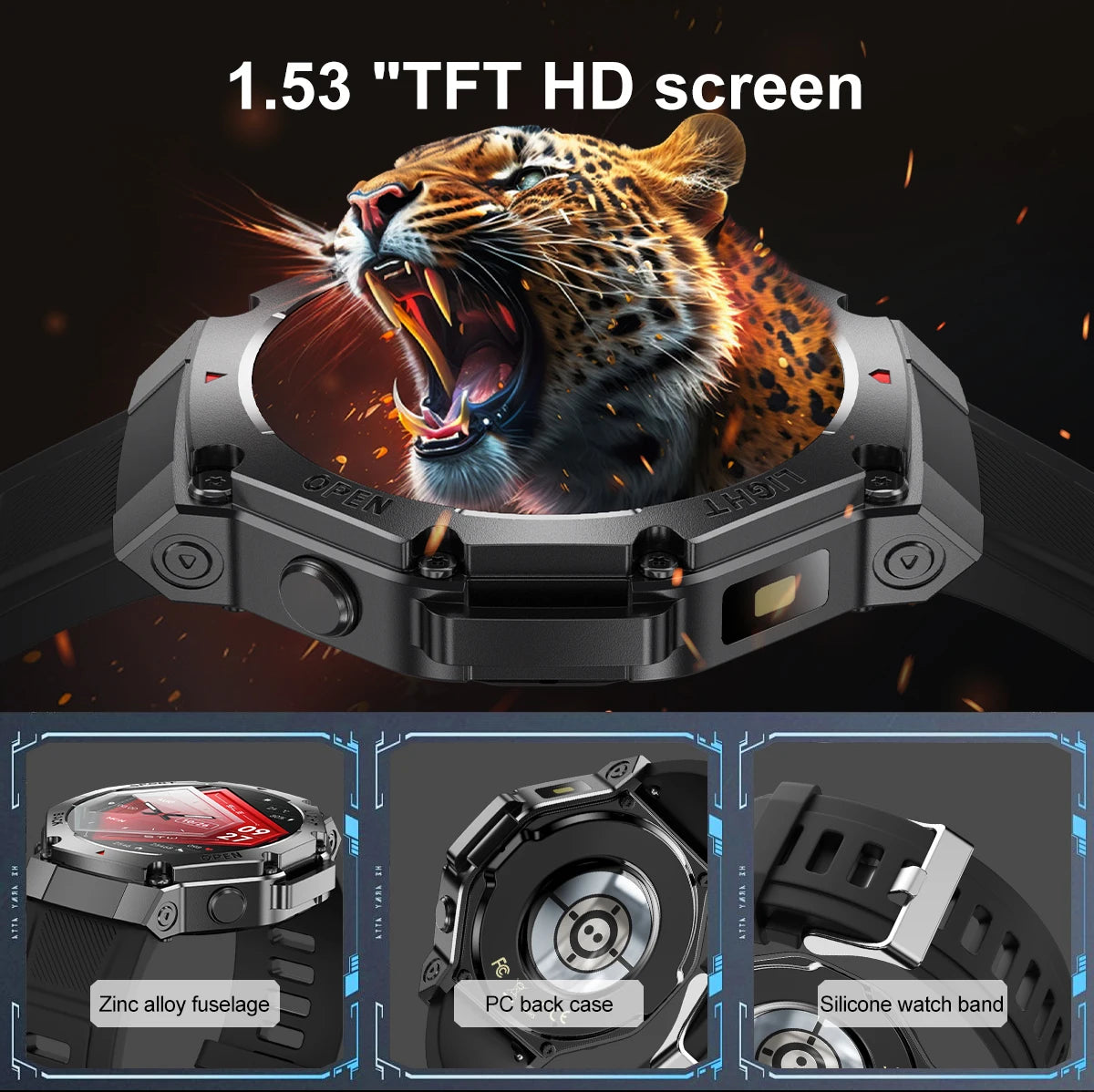 2025 Bluetooth 5.0 Smart Watch – Women's Health & Sports Tracker