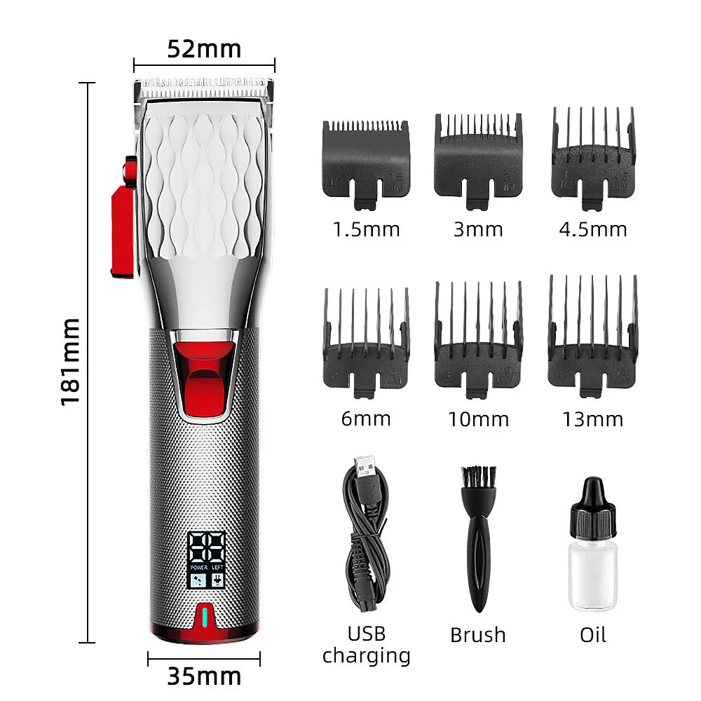 Professional Cordless Hair Clippers for Men with LCD Display