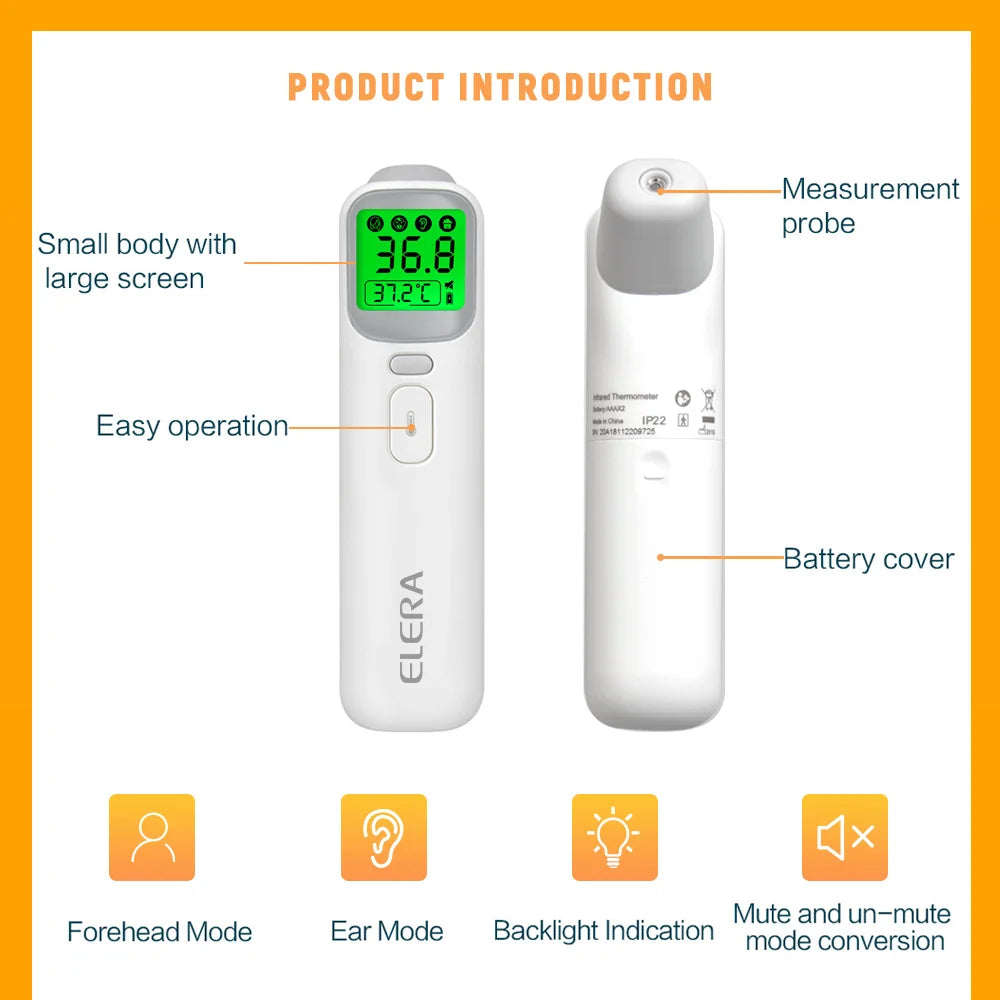 ELERA Infrared Thermometer – Non-Contact Forehead & Ear Temperature Scanner