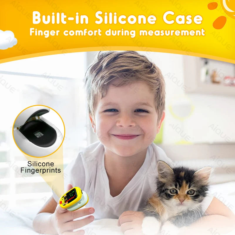 AiQUE Pediatric Pulse Oximeter – Oxygen & Heart Rate Monitor for Kids