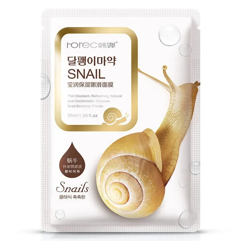 10pcs Snail Moisturizing Face Masks – Hydrating & Oil Control Korean Skincare