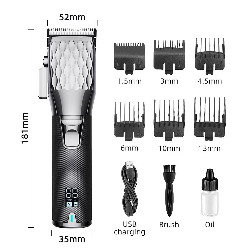 Professional Cordless Hair Clippers for Men with LCD Display