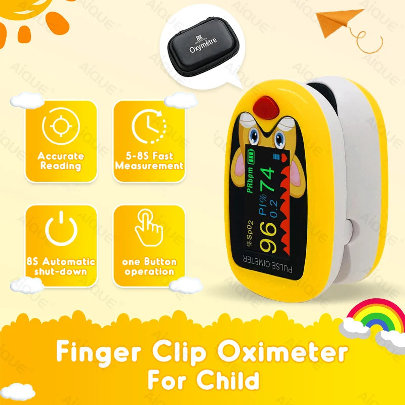 AiQUE Pediatric Pulse Oximeter – Oxygen & Heart Rate Monitor for Kids