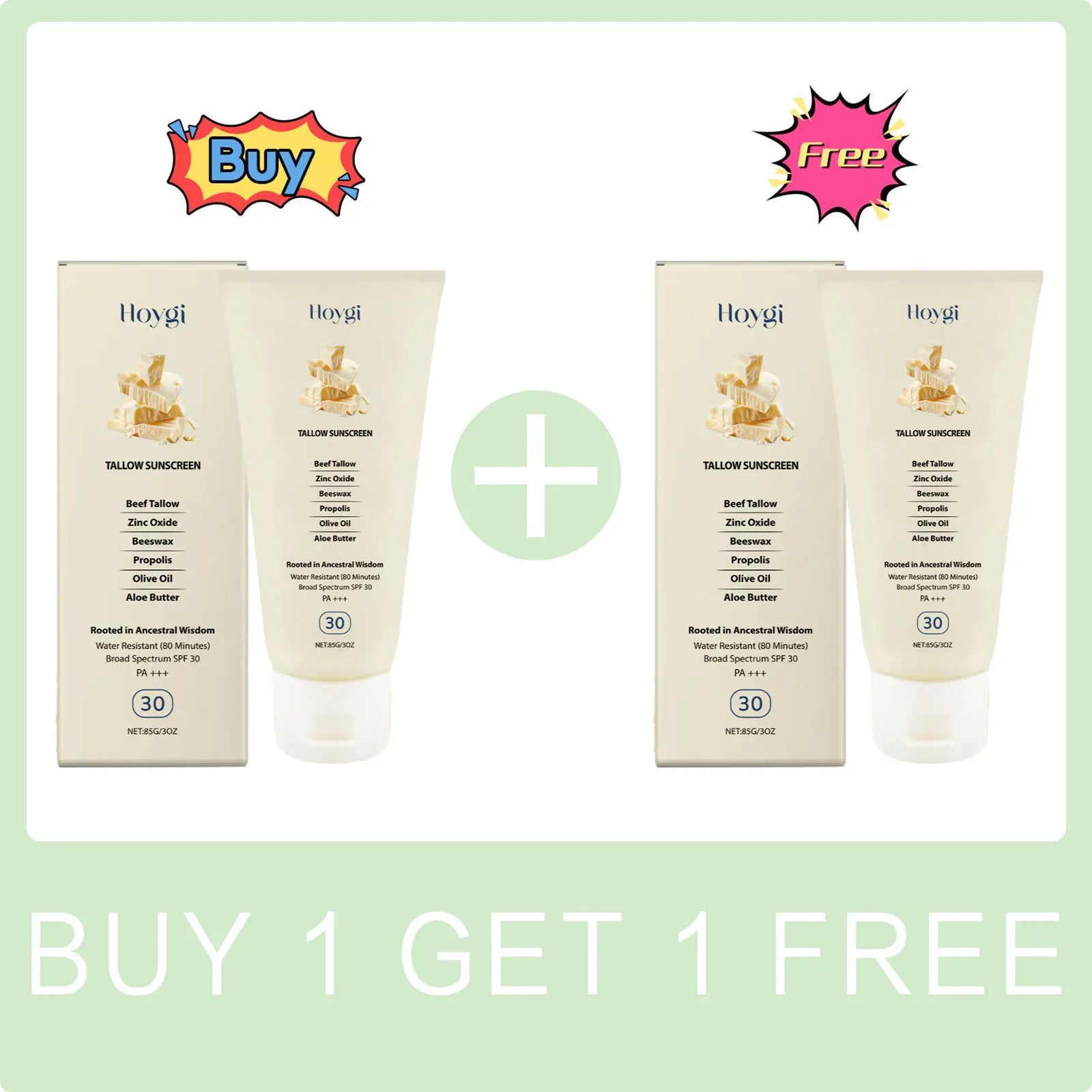 Tallow Brightening Sunscreen SPF30+ – Moisturizing UV Protection