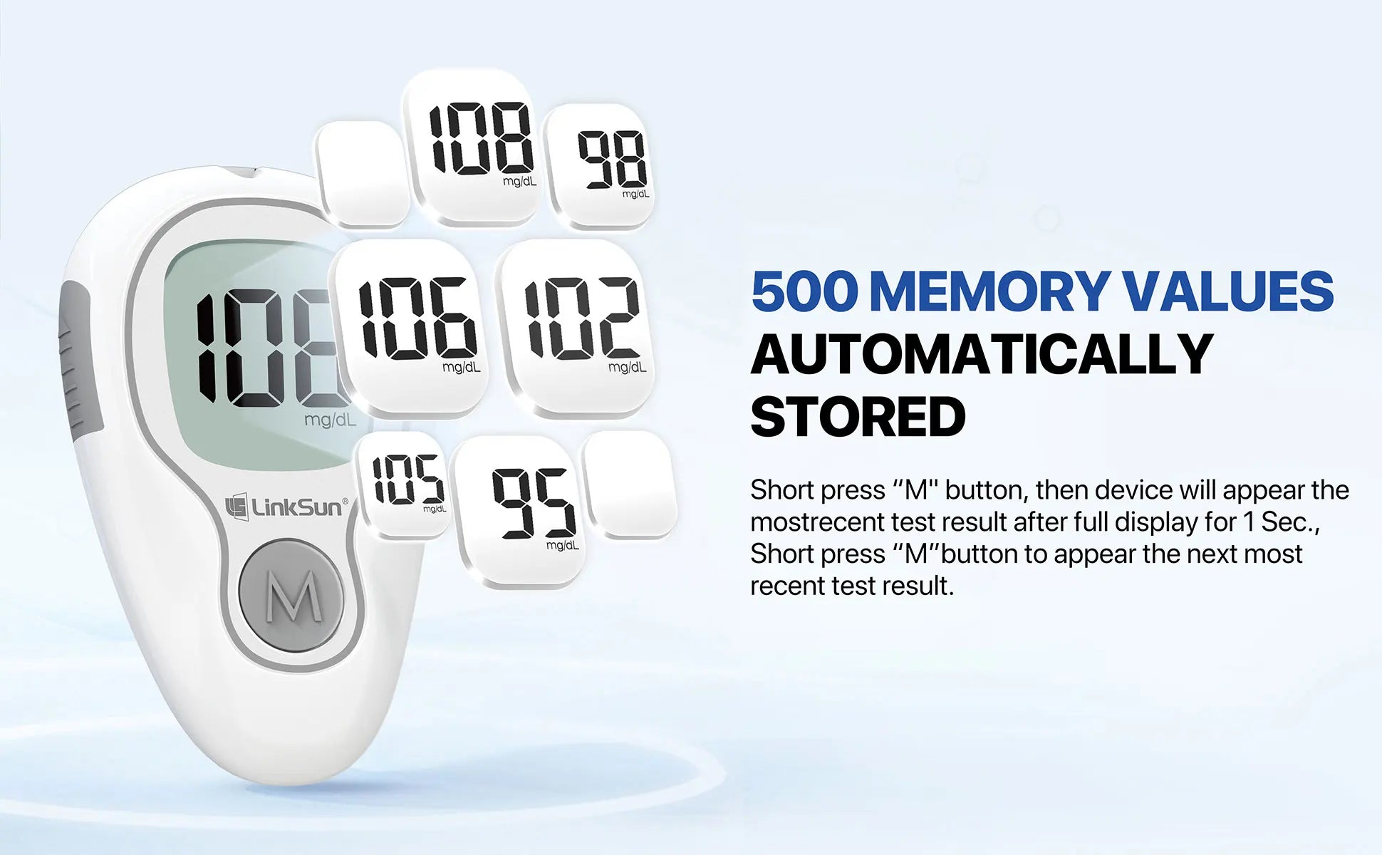 LinkSun G-425-3 Blood Glucose Meter Kit – Diabetes Sugar Monitor
